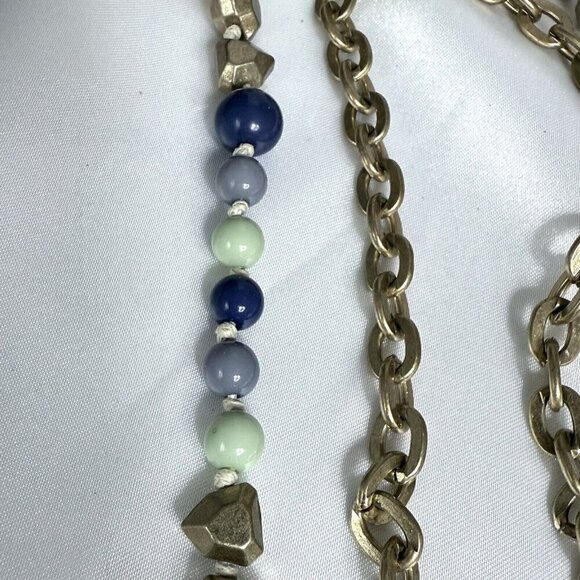 Vintage Brass Tone Acrylic Beaded Lock and Key Clasp - Picture 3 of 7